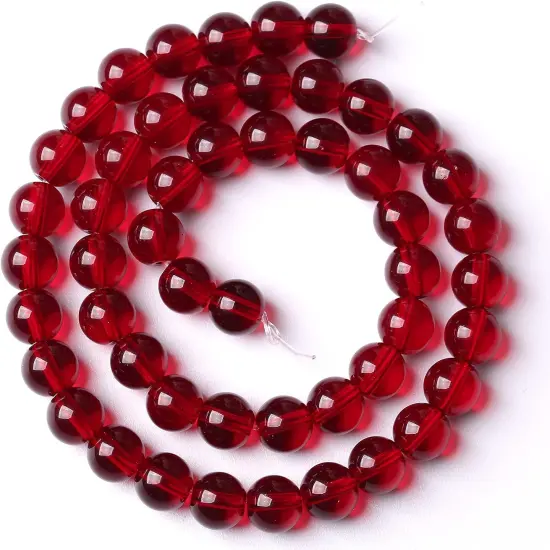 Smooth Garnet Red Glass Crystal Round Loose Beads For Jewelry Making {5}