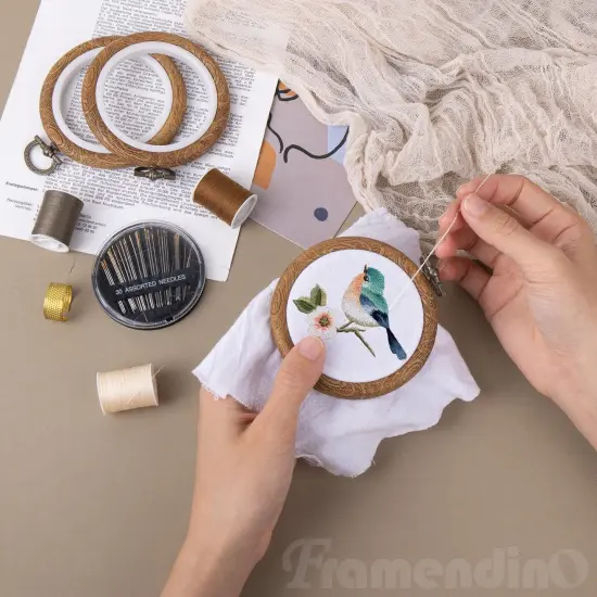 8 Pack Round Mini Embroidery Hoops 3 Inch Imitated Wood Display Frame Circle Cross Stitch Hoop Ring for Art Craft Sewing Hanging Ornaments {5}