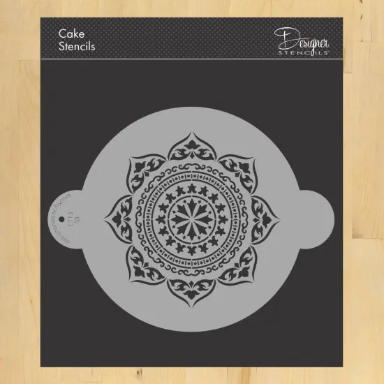Moroccan Medallion Cake Stencil | C713 by Designer Stencils | Cake Decorating Tools | Baking Stencils for Royal Icing, Airbrush, Dusting Powder | Reusable Plastic Food Grade Stencil for Cakes | Easy to Use & Clean Cake Stencil {1}