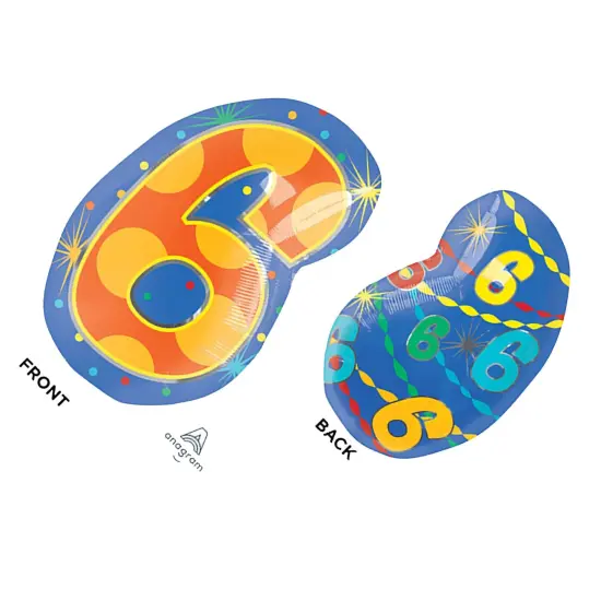 Number 6 Confetti Dots 20 Inch Foil Mylar Balloon {4}