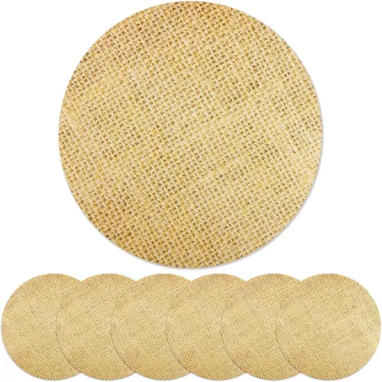 50 Pieces Disposable Burlap Printed Paper Placemats Round Rustic Brown Chargers Paper Place Mat Country Decor Disposable Placemats for Vintage Country Farmhouse Tan {1}