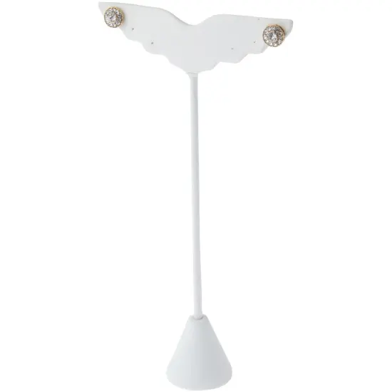 Plymor White Faux Leather Wing Shaped, Three Pair Earring Display Stand, 3" W x 1.25" D x 6.75" H {3}