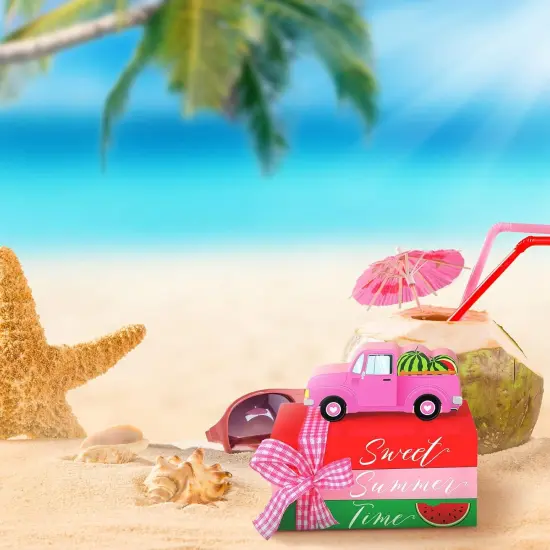 4 Pieces Summer Tiered Tray Decor Summer Kitchen Wood Table Decorations Mini Faux Books Stack for Home Party Table Shelf Farmhouse Accessories(Watermelon) {2}