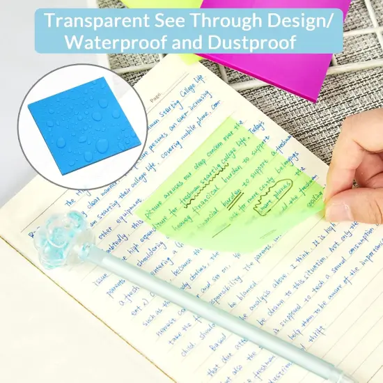 Transparent Sticky Notes (300 Sheets) with 400 Color Index Tabs - Waterproof Memo Pads for Office & School {2}