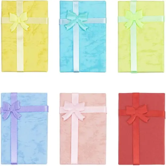 24 PCS Paper Gift Boxes with Lids and Ribbon Bows for Jewelry Display-Rings, Watches, Necklaces, Earrings and Bracelet Gift Packaging Box,6 Colors {2}