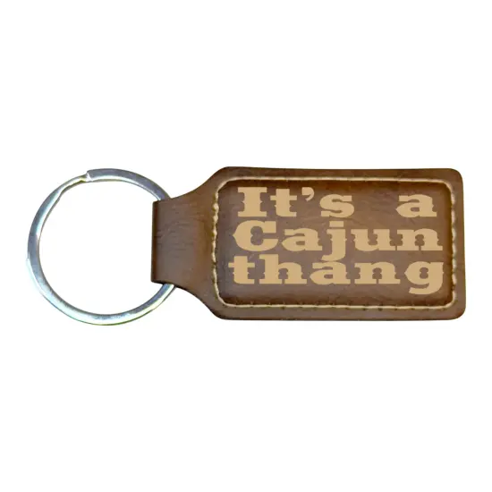 Keychain - Rectangle - Its a Cajun thang - Leather Pink/Black {4}