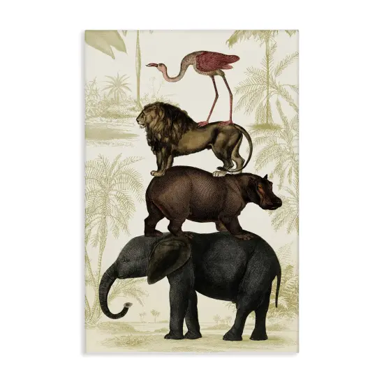 Stupell Industries Jungle Animals Tower Canvas Design by Victoria Barnes {1}