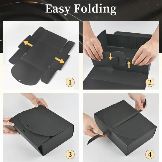 12 Pack Gift Boxes with Lids, 10.6x7.8x3.1 Inch Black Paper Gift Box with Ribbon, Bridesmaid Proposal Box {3}