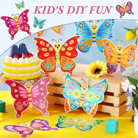 48 Pcs Spring Butterflies Craft Kits for Kids Spring DIY Art Craft Kits Make Your Own Butterfly Paper Craft Set DIY Butterflies Ornament Crafts for Kids Ages 3, 4, 5, 6, 8, 12 {4}