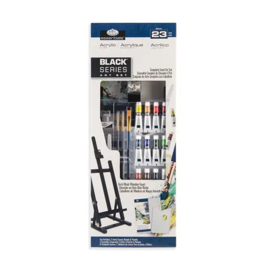 REA5744 | essentials&trade; 23pc Black Series Acrylic Paint H-Frame Easel Art Set {1}
