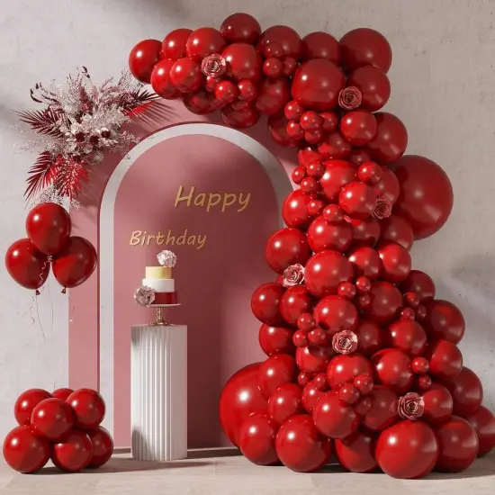 134pcs Red Balloons Different Sizes 18 12 10 5 Inch for Garland Arch, Premium Red Latex Balloons {1}