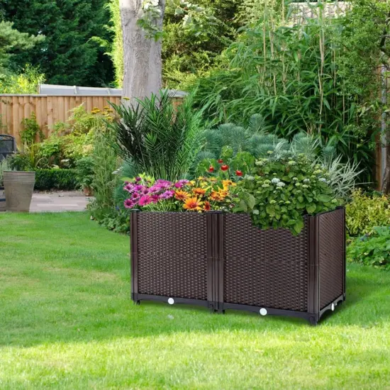 Elevated Plastic Raised Garden Bed Planter Box {6}
