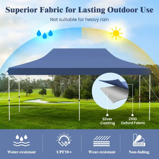 Oxford Pop-Up Canopy Tent with UV and Height Adjustments Blue {6}