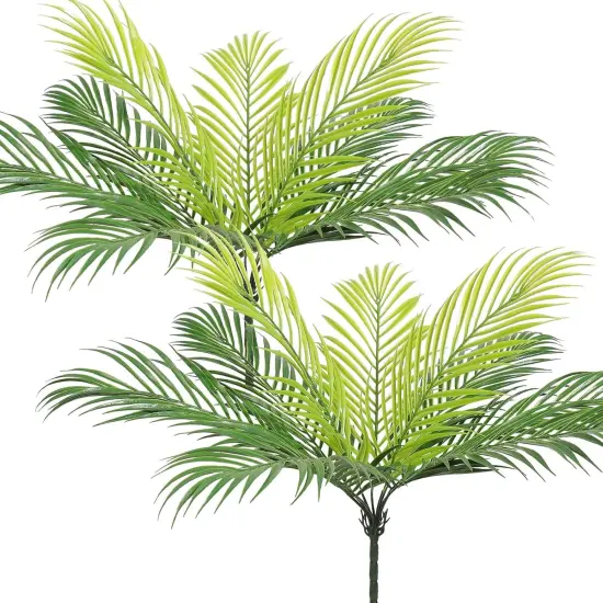 2 PCS Artificial Tropical Palm Leaves Plastic Shrubs Fern Leaves Fake Greenery Palm Plants with Stems Jungle Palm Tree Leaves for Home Garden Hawaiian Party Table Centerpieces Decor {1}