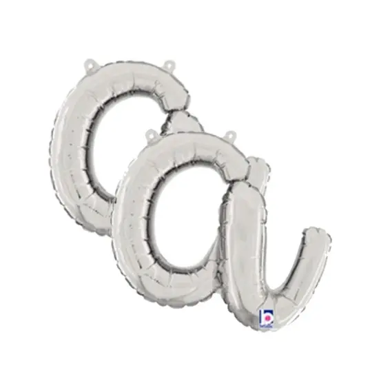 Betallic&reg; 14 Inch Script Letter A Silver Air Fill Only Balloon {4}