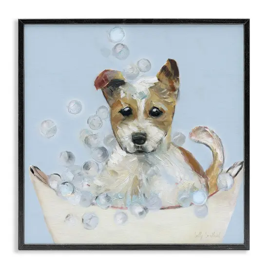 Stupell Industries Fun Bubbles Puppy Bath Framed Giclee Design by Sally Swatland {1}