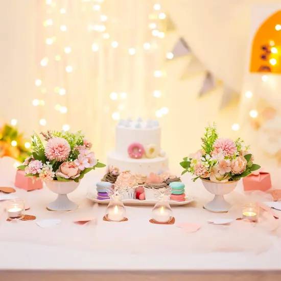 Mini White Flower Arrangement Pots for Centerpiece Table Decorations Metal Vase Urn Planter Decor (3.7IN-2PCS, White) {2}