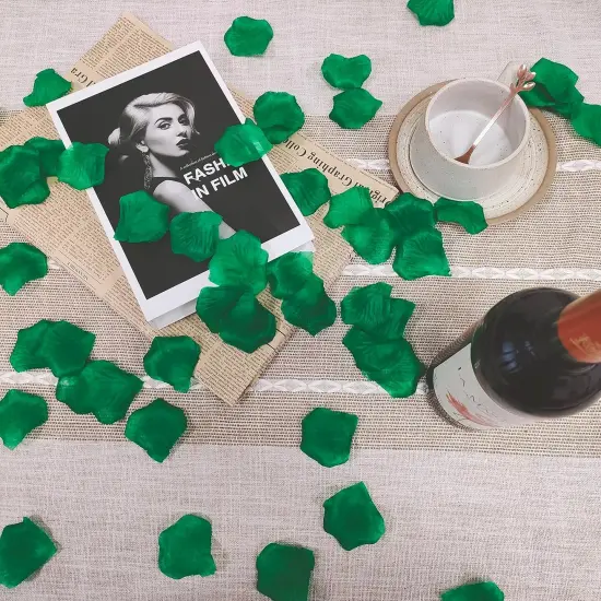 Green Silk Rose Petals, 5000 Pcs Flower Petals for Wedding, 2.3'' Faux Green Rose Pedals for Wedding {3}