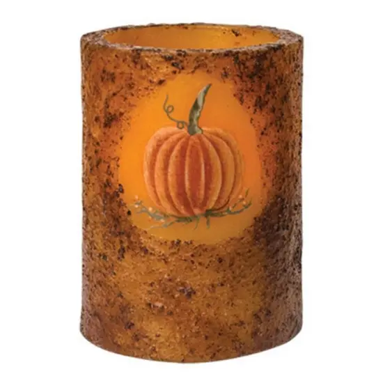 Burnt Mustard Pumpkin Timer Pillar - 3" dia x 4"H {1}