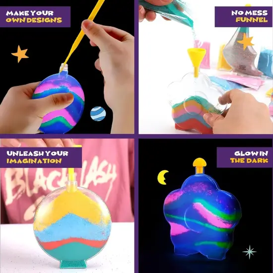 Create Your Own Magic Sand Art Glitter Activity | Glow in the Dark Colored Custom Sand Kits for Kids {4}