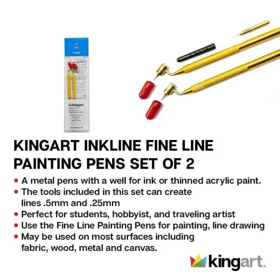 KINGART® Fine Line Painting Pen 2-Pack Set {6}