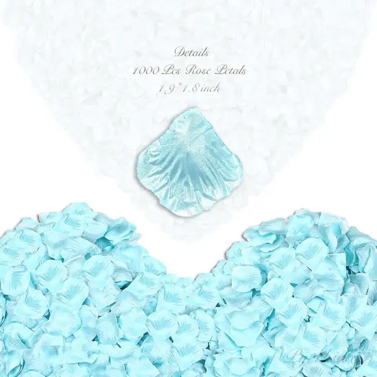 1000Pieces Rose Petals, Artificial Flower Petals Fake Rose Petals for Romantic Night,Wedding,Proposal Anniversary Flower Decorations(Tiff Blue) {2}