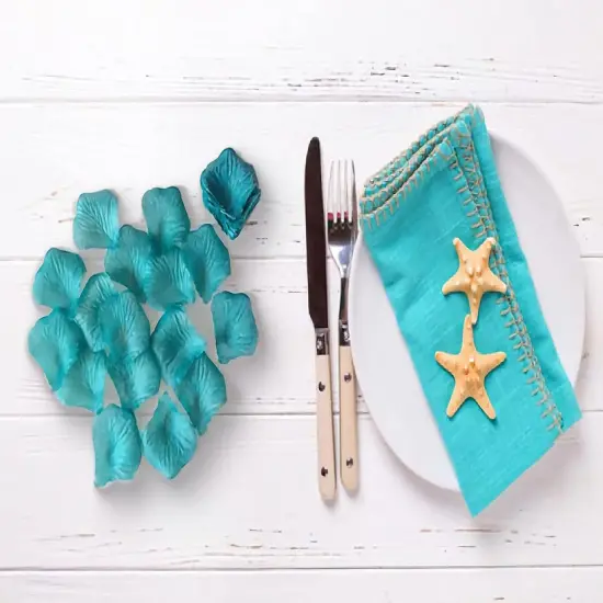 Teal Turquoise Blue Rose Flower Petals Beach Wedding Confetti Dinner Party Table Flower Girl Scatter Petals {3}