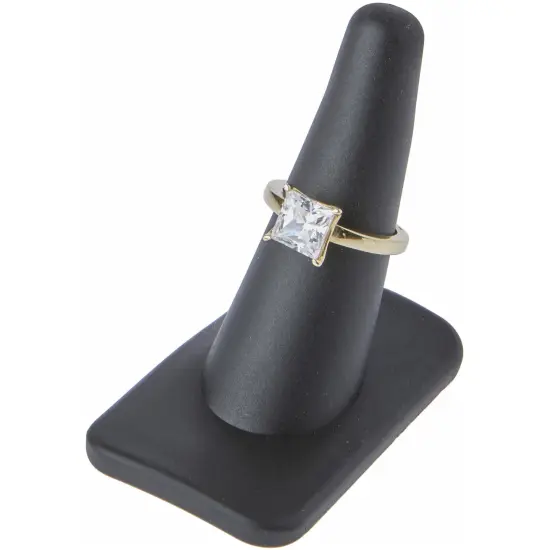 Plymor Black Rubber Ring Finger Display, Single on Rectangular Shaped Base, 1.375" W x 2.25" D x 2.125" H {3}