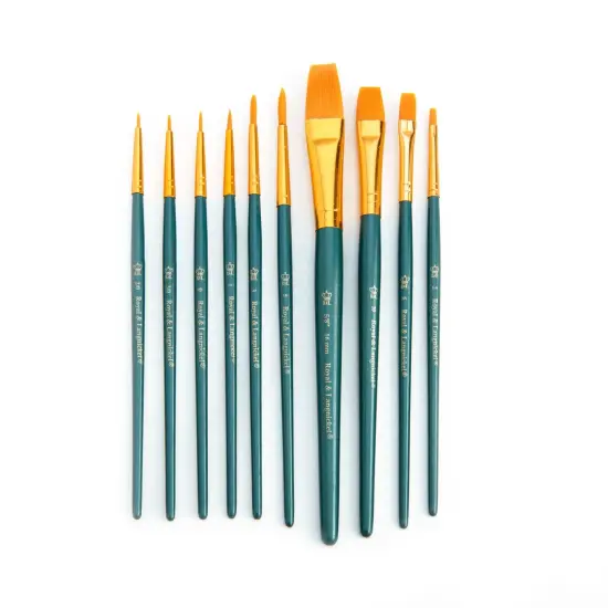 RSET-9155 | 11pc Golden Taklon Variety Brush Set with Brush Pouch {2}