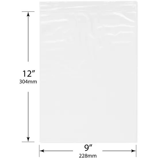 Plymor 9" x 12", White 2 Mil Zipper Reclosable Plastic Bags {3}