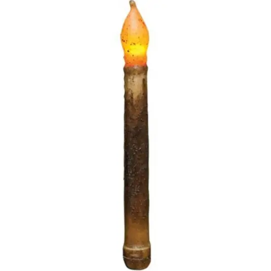 9-Inch Flameless LED Taper Candle in Burnt Mustard with Cinnamon Coating and Timer Function {1}