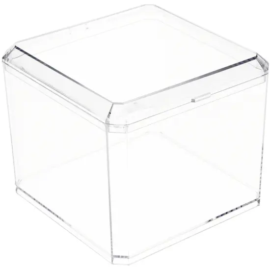 Pioneer Plastics 028C Clear Square Plastic Container, 3.75" W x 3.0625" H {1}