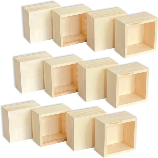 24 Pack 4 Inch Square Wood Box Unfinished Small Wooden Boxes for Crafts (Outer 4.1x 4.1x 2.4 in,Interior 3.5 x 3.5 x 2.3 in) {1}
