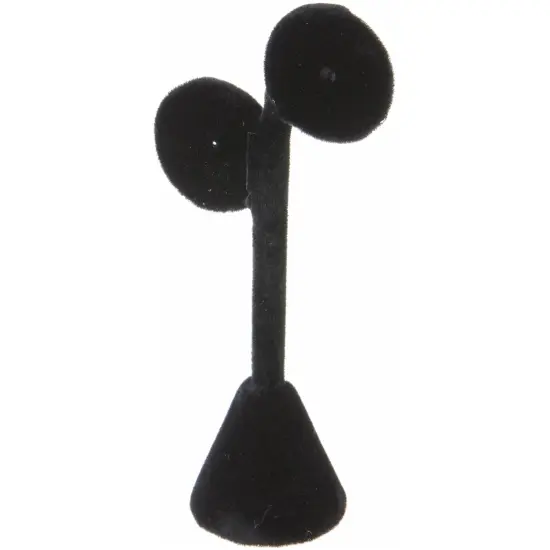 Plymor Black Velvet Two Circles, Single Pair Earring Display Stand, 2.125" W x 1.25" D x 4.75" H {1}