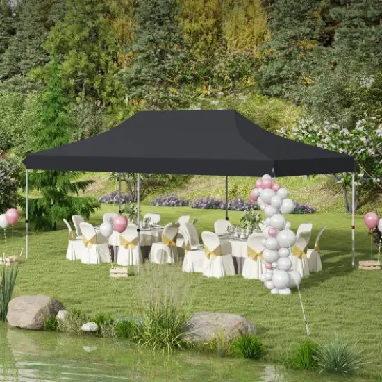Oxford Pop-Up Canopy Tent with UV and Height Adjustments Black {1}