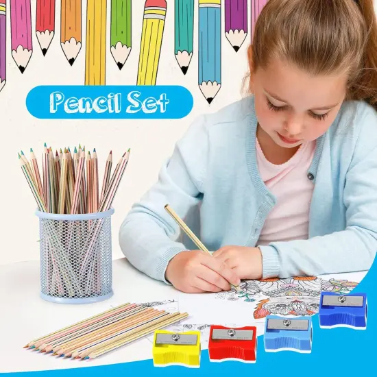48 Pcs Rainbow Colored Pencils Bulk 7 Color in 1 Wooden Rainbow Pencil with 4 Pieces Sharpener {2}