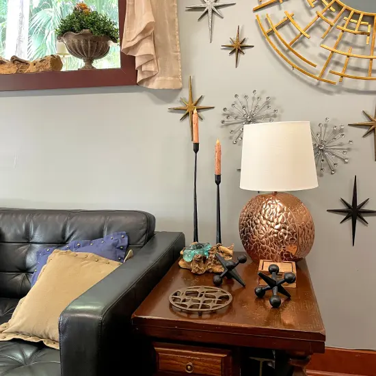 Cast Iron Stars Trivet – Bronze Finish, 8" Round, Mid Century Modern Style {6}