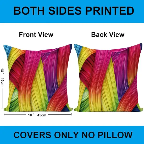 18 x 18 inches Rainbow Colorful Cushion Covers Abstract Crayon Throw Pillow Case Cover Set of 4 (Colorful) for Sofa Car Cousion Bed {2}