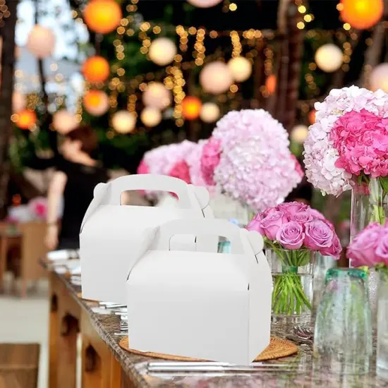 30-Pack White Party Favor Treat Boxes, Goodie Gable Paper Gift Boxes with Handles. Perfect for Wedding, Birthday, Graduation, Babyshower. {3}