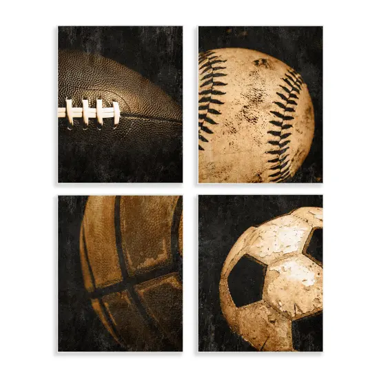 Stupell Industries Distressed Vintage Sports Balls Wall Plaque Design by Kim Allen {1}