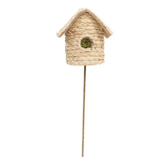 Seagrass Birdhouse Pick for Farmhouse Decor Floral Arrangement 13" {1}