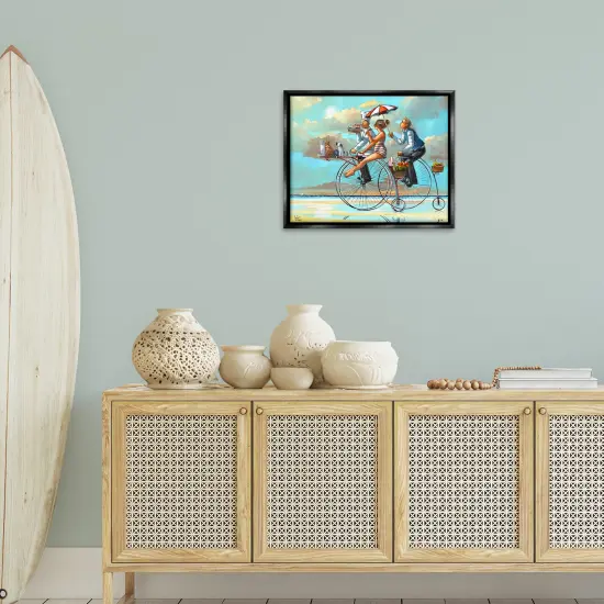 Stupell Industries Woman & Butler Bicycle Ride Floating Frame Design by Ronald West {2}