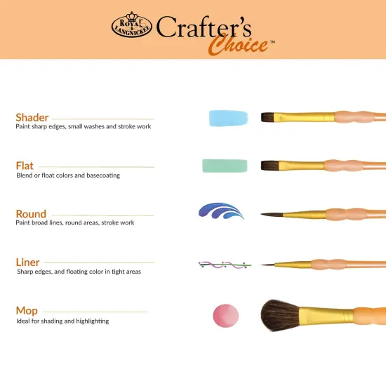 RCC 257 | Crafter's Choice&trade; 4pc Camel Hair Variety Brush Set {6}