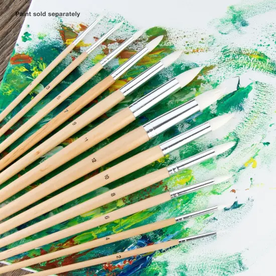 RSET-9606 | 12pc White Taklon Round Brush Set {5}