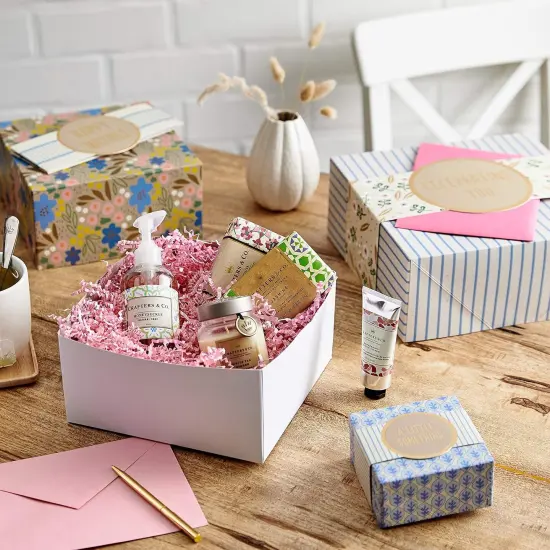 Boxes 3-Pack Assorted Sizes (Flowers and Stripes) for Birthdays, Bridal Showers, Mother's Day, Best Friends, Gifts for Her, Wrapped Treats and Cookies {2}
