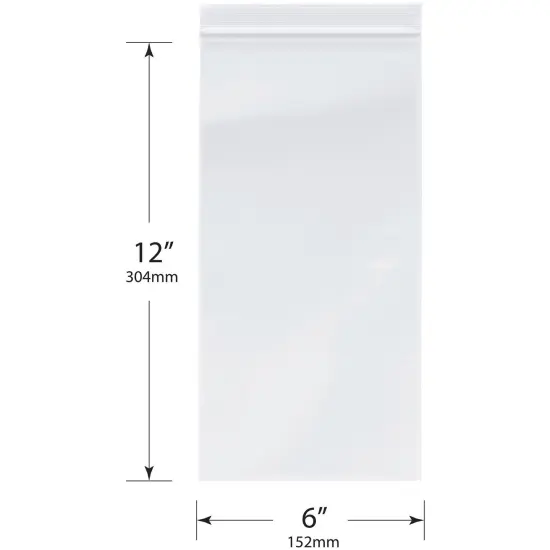 Plymor 6" x 12", 2 Mil Zipper Reclosable Plastic Bags {3}