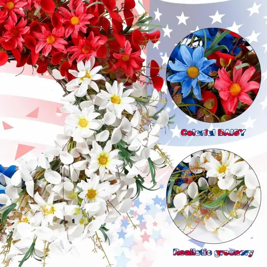 21Inch 4th of July Patriotic Day Wreath Artificial Floral Wreath {3}