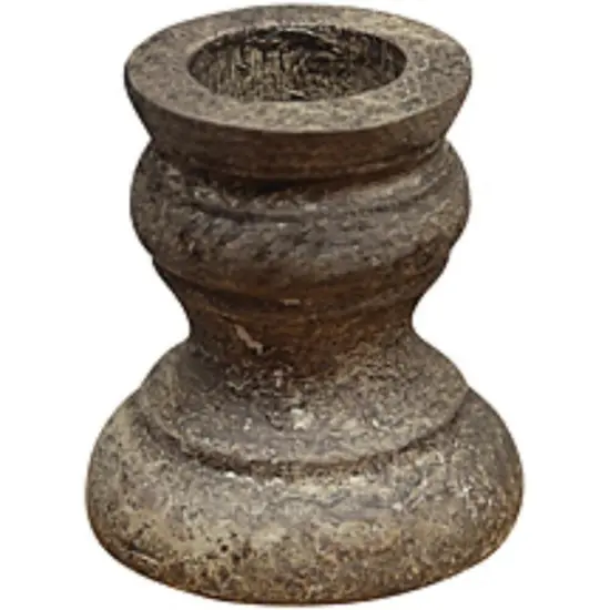 Antique Ivory Wood Taper Candle Holder and Rustic Turned Design {1}