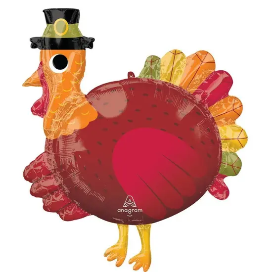 31" Pilgrim Turkey Foil Balloon Thanksgiving Party Decor {1}