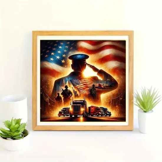 DIY 5D Diamond Painting Kits for Adults, Diamond Painting Full Drill Crystal Rhinestone Embroidery Craft Kits for Home Wall Decor Gifts 11.8x11.7inch(Patriotic Military) {2}